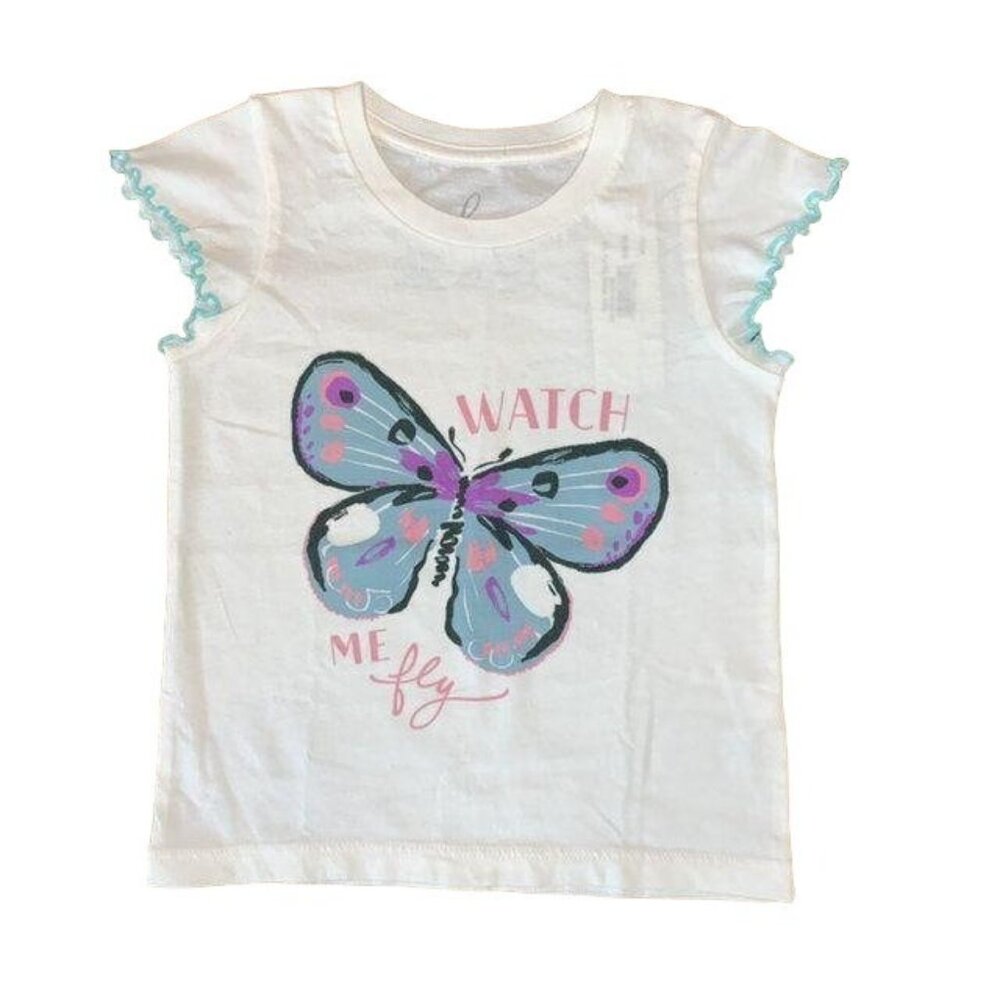 PEEK Girls Butterfly T-Shirt Top 18-24 XL Months Flutter Sleeves Tee NWT NEW